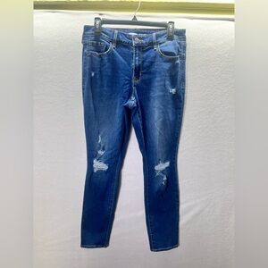 Old Navy Distressed Pop Icon Skinny Jeans Womens 10 Blue Denim Stretch 2445